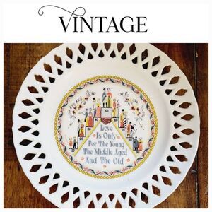 Vintage decorative ribbon plate love